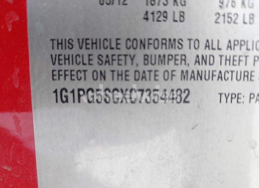 Photo 9 of 2012 Chevrolet Cruze 2LT (VIN 1G1PG5SCXC7354482)