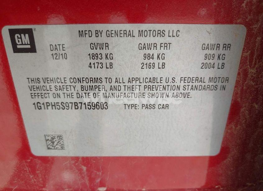 Photo 9 of 2011 Chevrolet Cruze LTZ (VIN 1G1PH5S97B7159603)