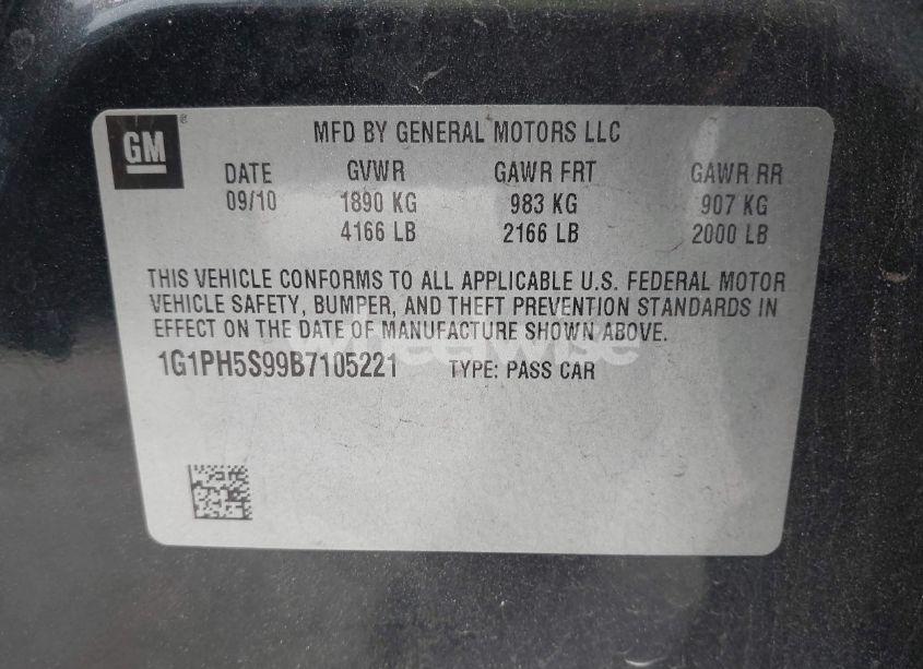 Photo 9 of 2011 Chevrolet Cruze LTZ (VIN 1G1PH5S99B7105221)