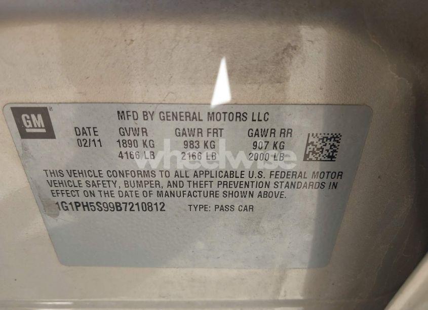 Photo 9 of 2011 Chevrolet Cruze LTZ (VIN 1G1PH5S99B7210812)