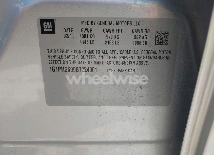 Photo 9 of 2011 Chevrolet Cruze LTZ (VIN 1G1PH5S99B7224001)