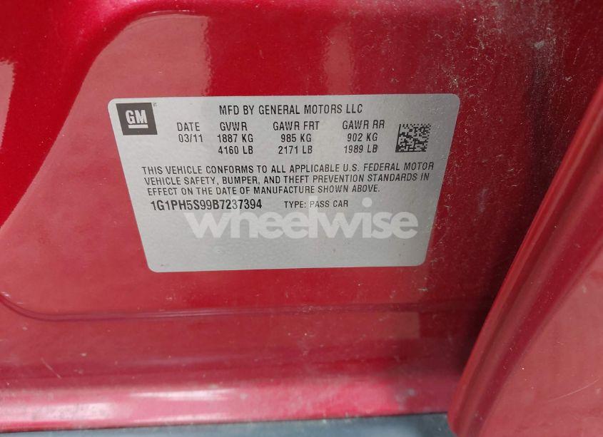 Photo 9 of 2011 Chevrolet Cruze LTZ (VIN 1G1PH5S99B7237394)