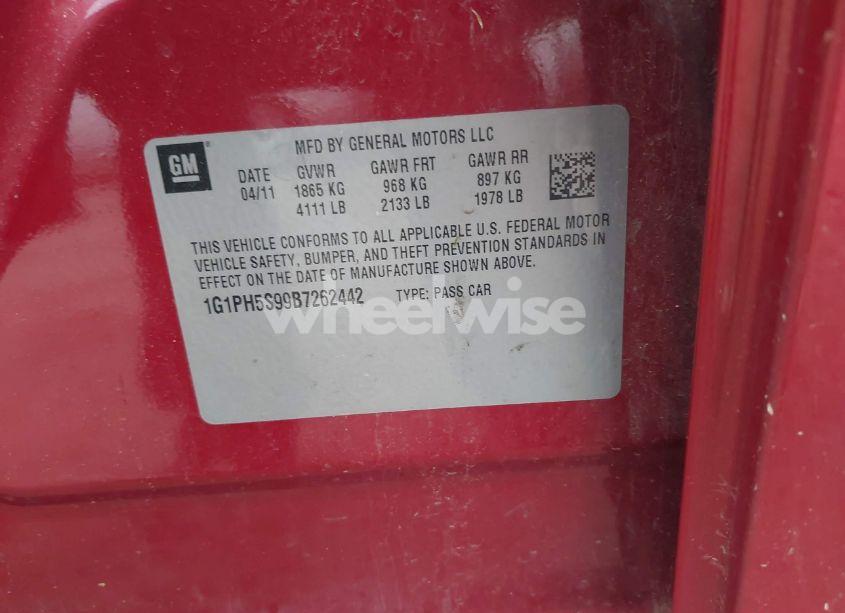 Photo 9 of 2011 Chevrolet Cruze LTZ (VIN 1G1PH5S99B7262442)