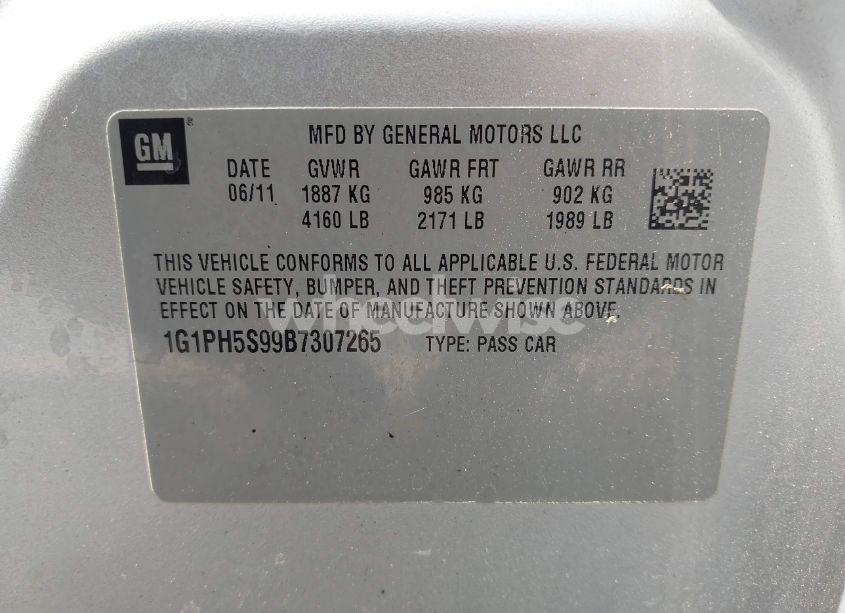 Photo 9 of 2011 Chevrolet Cruze LTZ (VIN 1G1PH5S99B7307265)