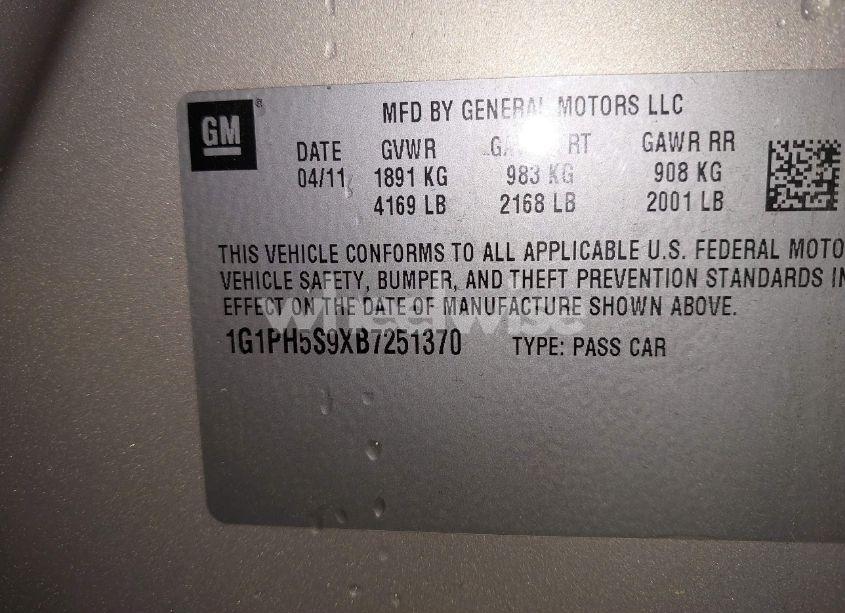 Photo 9 of 2011 Chevrolet Cruze LTZ (VIN 1G1PH5S9XB7251370)