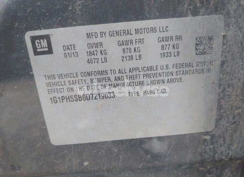 Photo 9 of 2013 Chevrolet Cruze ECO AUTO (VIN 1G1PH5SB0D7219033)