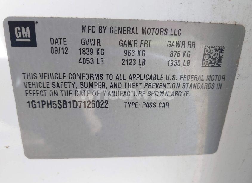 Photo 9 of 2013 Chevrolet Cruze ECO AUTO (VIN 1G1PH5SB1D7126022)