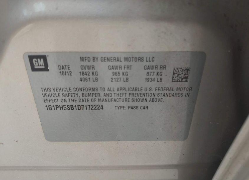 Photo 9 of 2013 Chevrolet Cruze ECO AUTO (VIN 1G1PH5SB1D7172224)