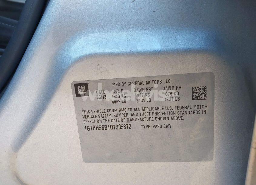 Photo 9 of 2013 Chevrolet Cruze ECO AUTO (VIN 1G1PH5SB1D7305872)