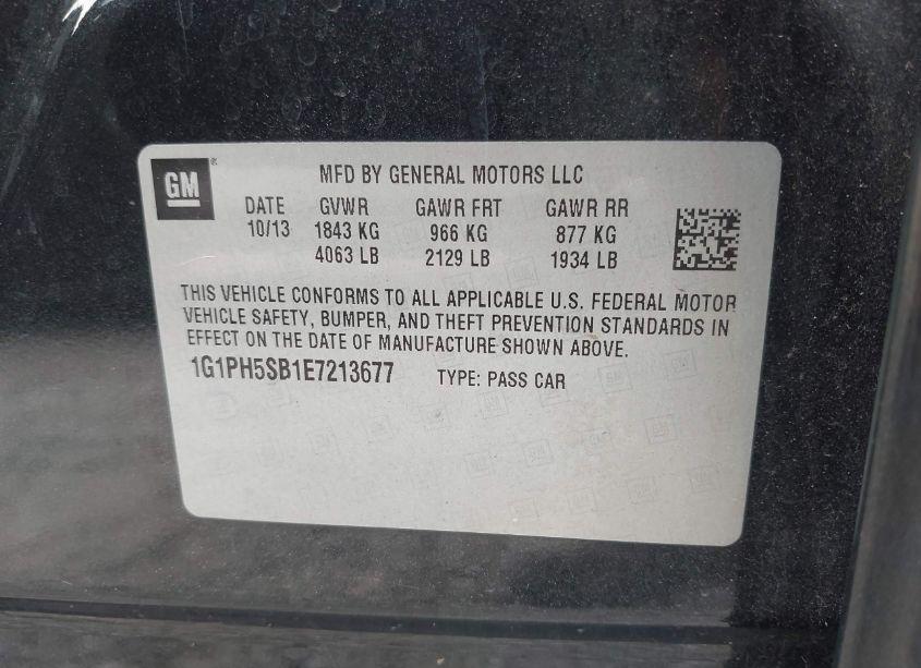 Photo 9 of 2014 Chevrolet Cruze ECO AUTO (VIN 1G1PH5SB1E7213677)