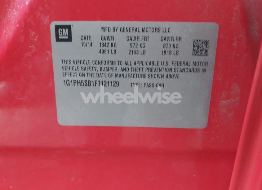 Photo 9 of 2015 Chevrolet Cruze ECO AUTO (VIN 1G1PH5SB1F7121129)