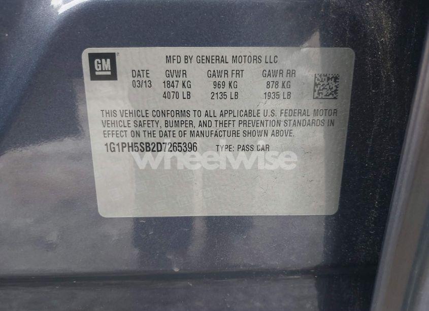 Photo 9 of 2013 Chevrolet Cruze ECO AUTO (VIN 1G1PH5SB2D7265396)