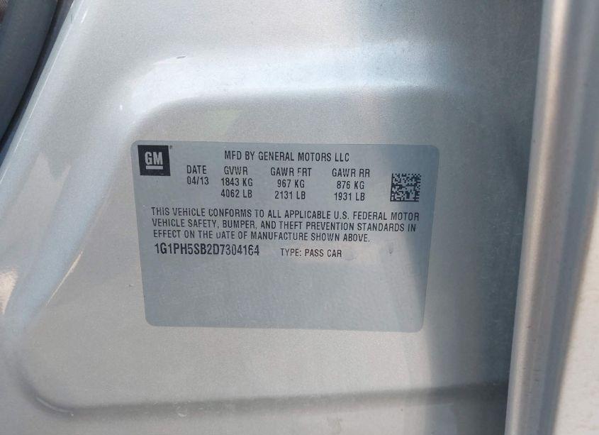 Photo 9 of 2013 Chevrolet Cruze ECO AUTO (VIN 1G1PH5SB2D7304164)