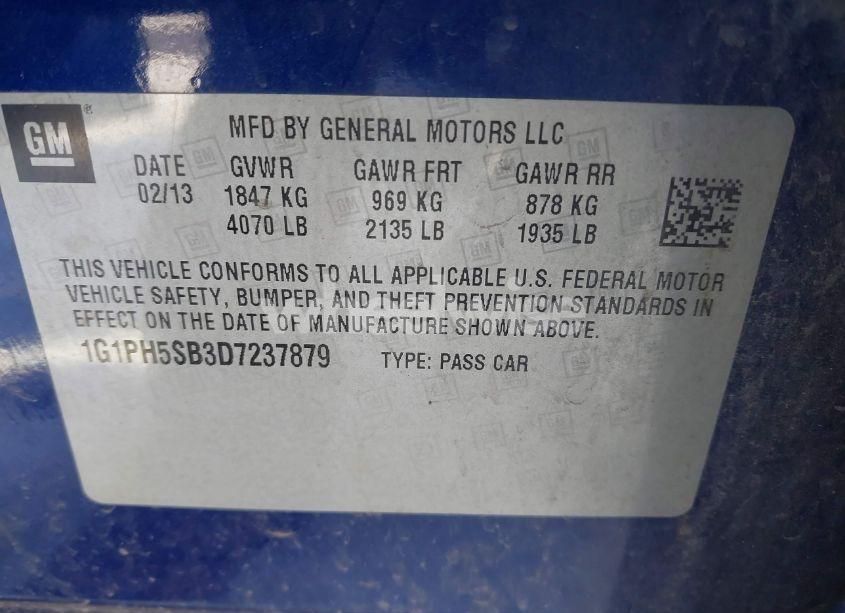 Photo 9 of 2013 Chevrolet Cruze ECO AUTO (VIN 1G1PH5SB3D7237879)