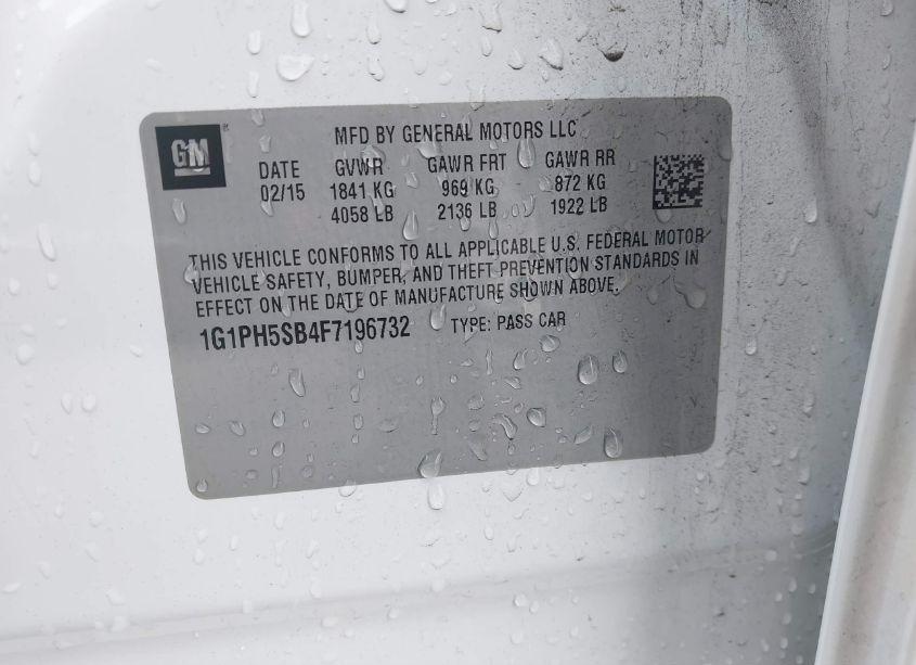 Photo 9 of 2015 Chevrolet Cruze ECO AUTO (VIN 1G1PH5SB4F7196732)