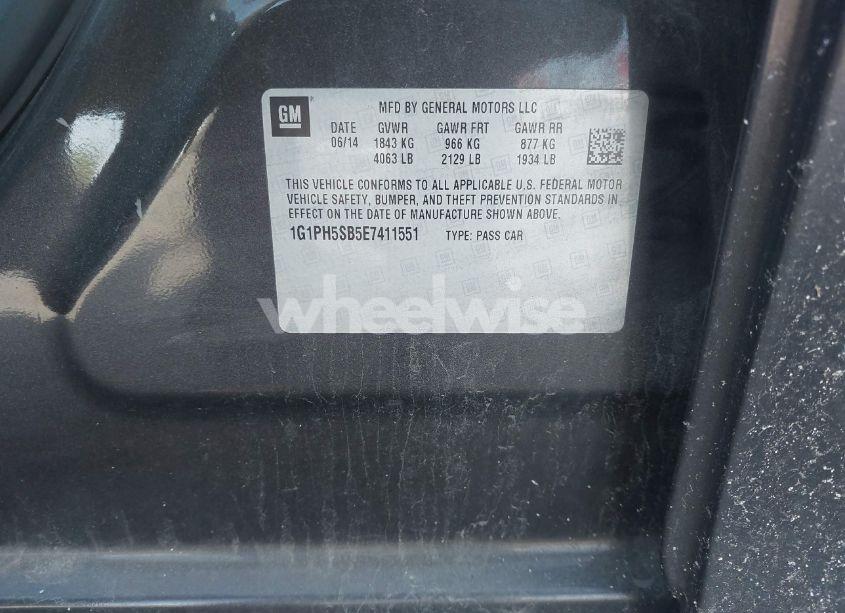 Photo 9 of 2014 Chevrolet Cruze ECO AUTO (VIN 1G1PH5SB5E7411551)