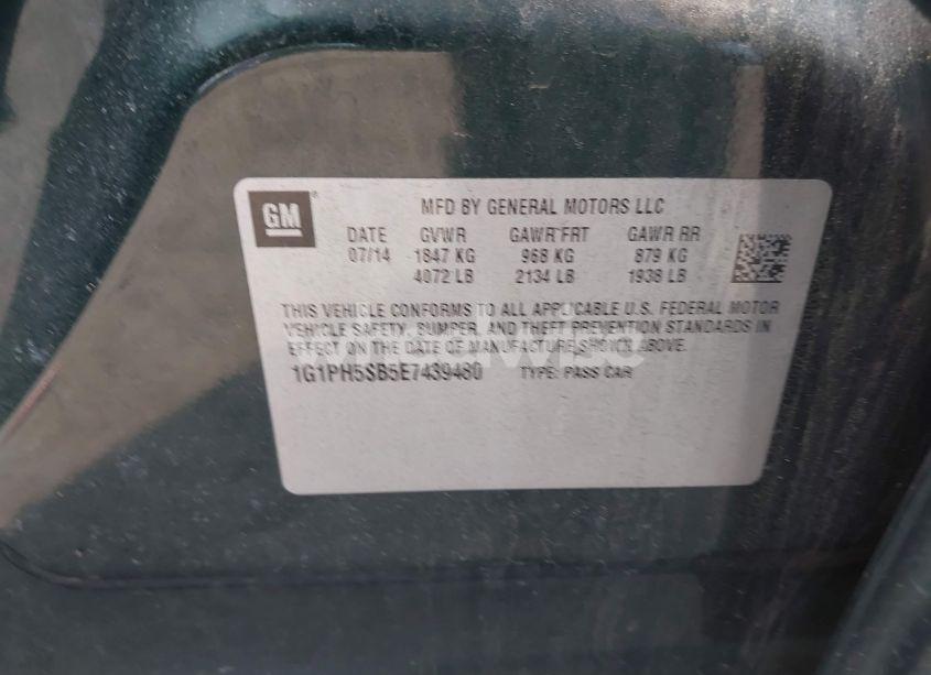 Photo 9 of 2014 Chevrolet Cruze ECO AUTO (VIN 1G1PH5SB5E7439480)