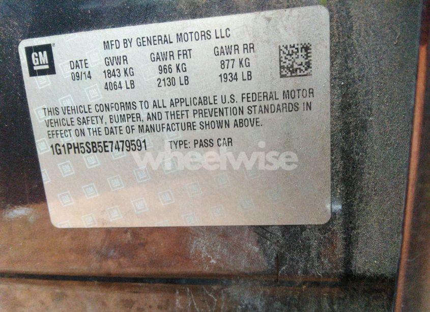 Photo 9 of 2014 Chevrolet Cruze ECO AUTO (VIN 1G1PH5SB5E7479591)