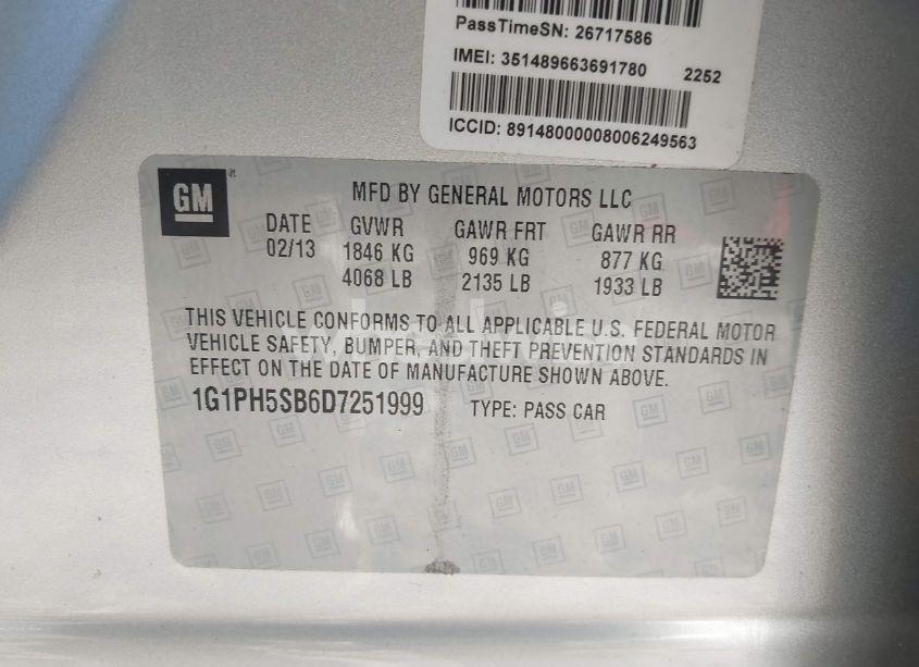 Photo 9 of 2013 Chevrolet Cruze ECO AUTO (VIN 1G1PH5SB6D7251999)