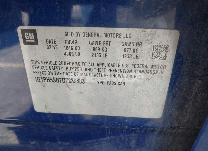 Photo 9 of 2013 Chevrolet Cruze ECO AUTO (VIN 1G1PH5SB7D7239683)