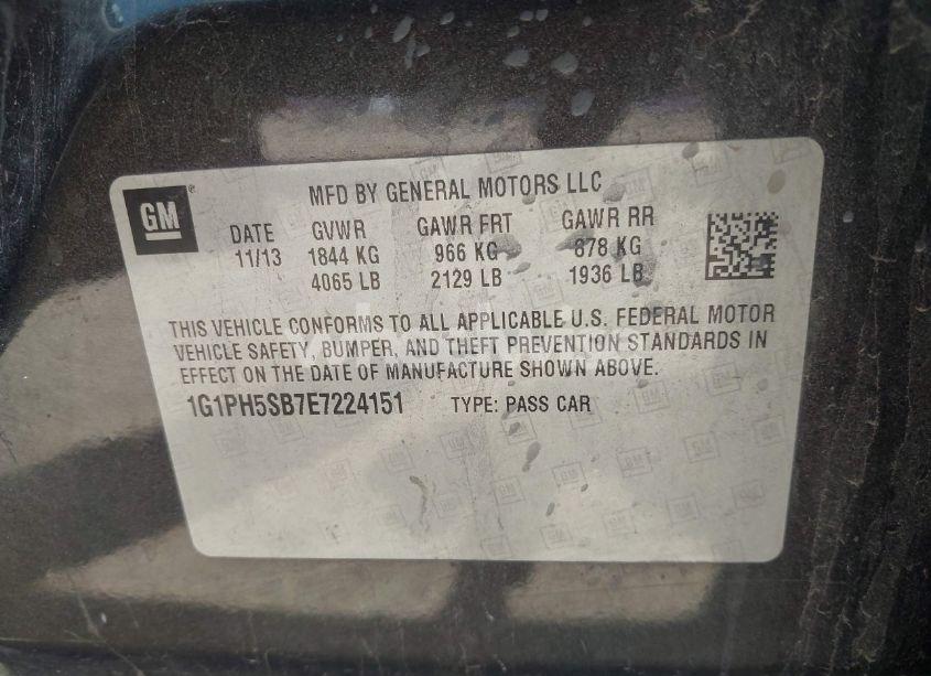 Photo 9 of 2014 Chevrolet Cruze ECO AUTO (VIN 1G1PH5SB7E7224151)