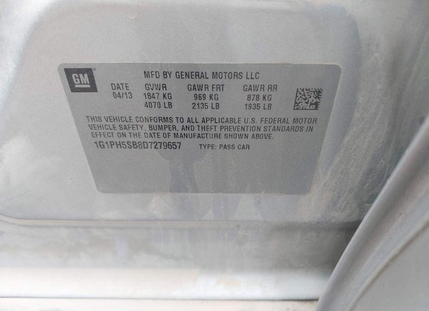 Photo 9 of 2013 Chevrolet Cruze ECO AUTO (VIN 1G1PH5SB8D7279657)