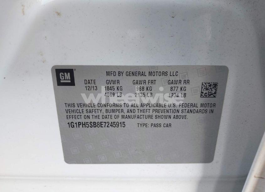 Photo 9 of 2014 Chevrolet Cruze ECO AUTO (VIN 1G1PH5SB8E7245915)