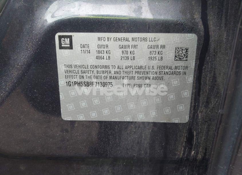 Photo 9 of 2015 Chevrolet Cruze ECO AUTO (VIN 1G1PH5SB8F7130975)