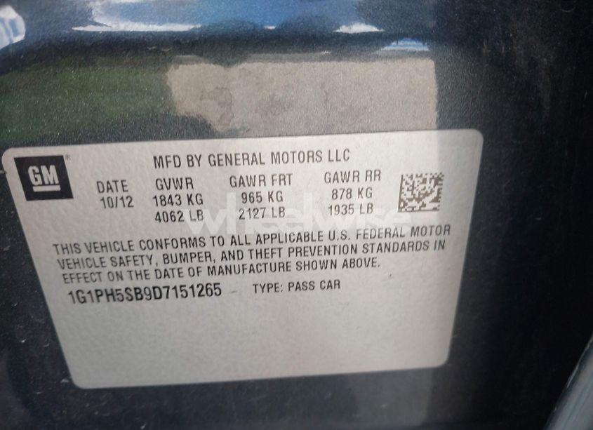 Photo 9 of 2013 Chevrolet Cruze ECO AUTO (VIN 1G1PH5SB9D7151265)