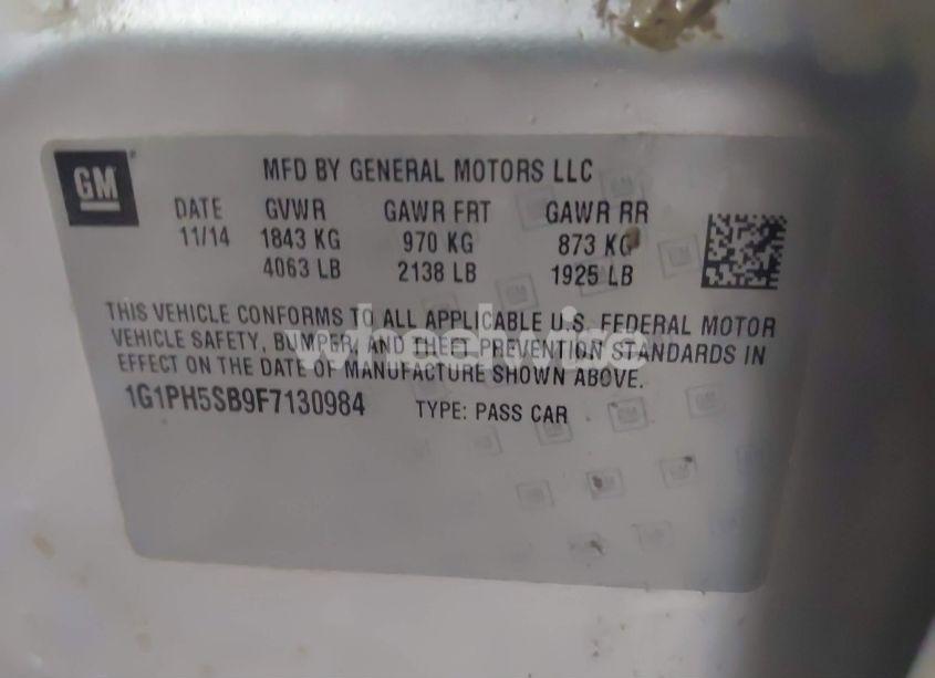 Photo 9 of 2015 Chevrolet Cruze ECO AUTO (VIN 1G1PH5SB9F7130984)