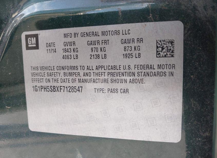 Photo 9 of 2015 Chevrolet Cruze ECO AUTO (VIN 1G1PH5SBXF7128547)