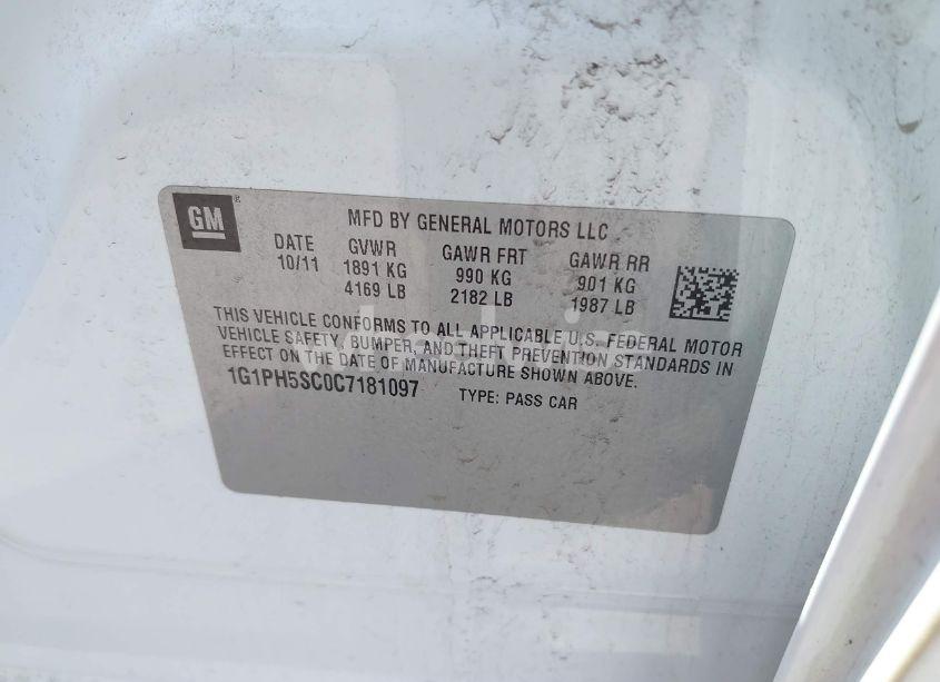 Photo 9 of 2012 Chevrolet Cruze LTZ (VIN 1G1PH5SC0C7181097)