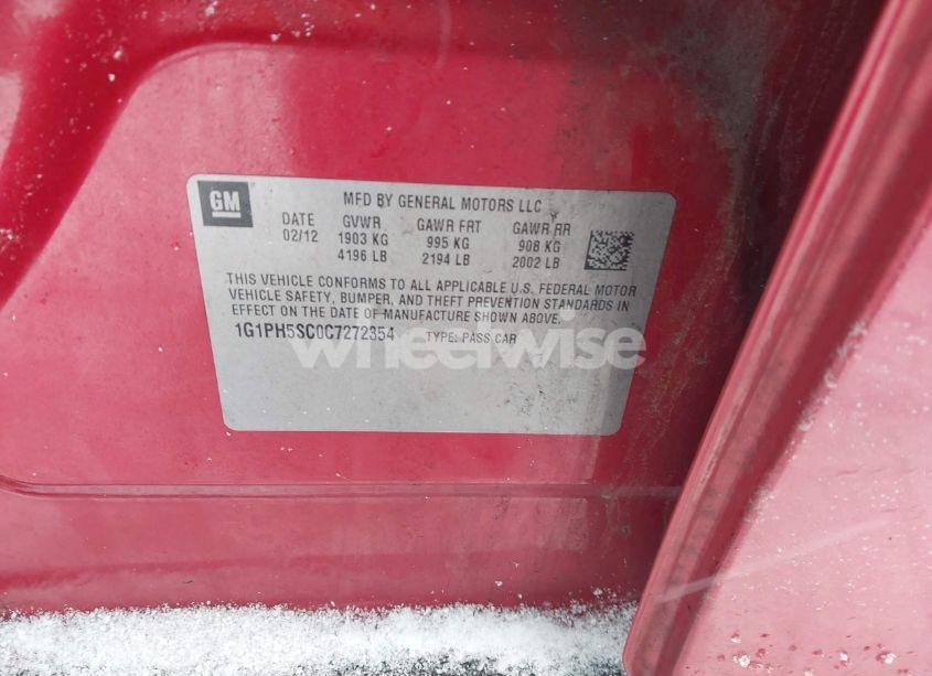 Photo 9 of 2012 Chevrolet Cruze LTZ (VIN 1G1PH5SC0C7272354)