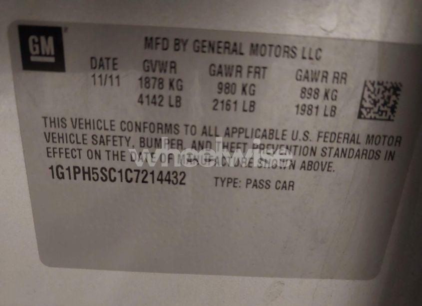 Photo 9 of 2012 Chevrolet Cruze LTZ (VIN 1G1PH5SC1C7214432)