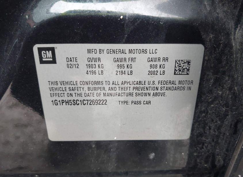 Photo 9 of 2012 Chevrolet Cruze LTZ (VIN 1G1PH5SC1C7269222)
