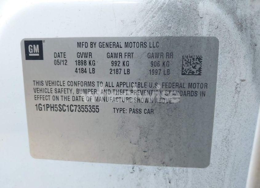 Photo 9 of 2012 Chevrolet Cruze LTZ (VIN 1G1PH5SC1C7355355)