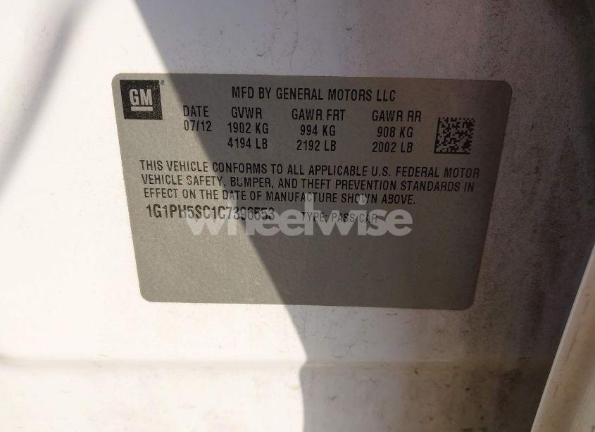 Photo 9 of 2012 Chevrolet Cruze LTZ (VIN 1G1PH5SC1C7396553)