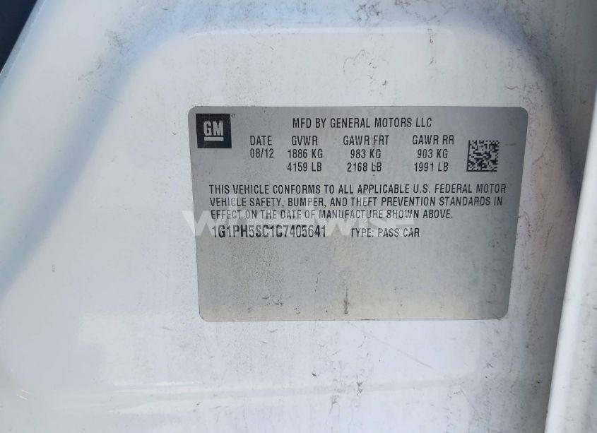 Photo 9 of 2012 Chevrolet Cruze LTZ (VIN 1G1PH5SC1C7405641)