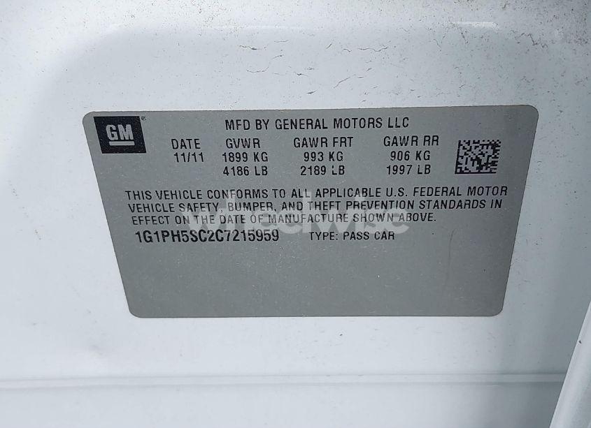 Photo 9 of 2012 Chevrolet Cruze LTZ (VIN 1G1PH5SC2C7215959)