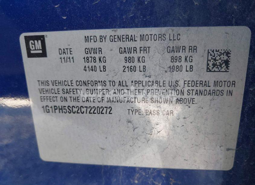 Photo 9 of 2012 Chevrolet Cruze LTZ (VIN 1G1PH5SC2C7220272)