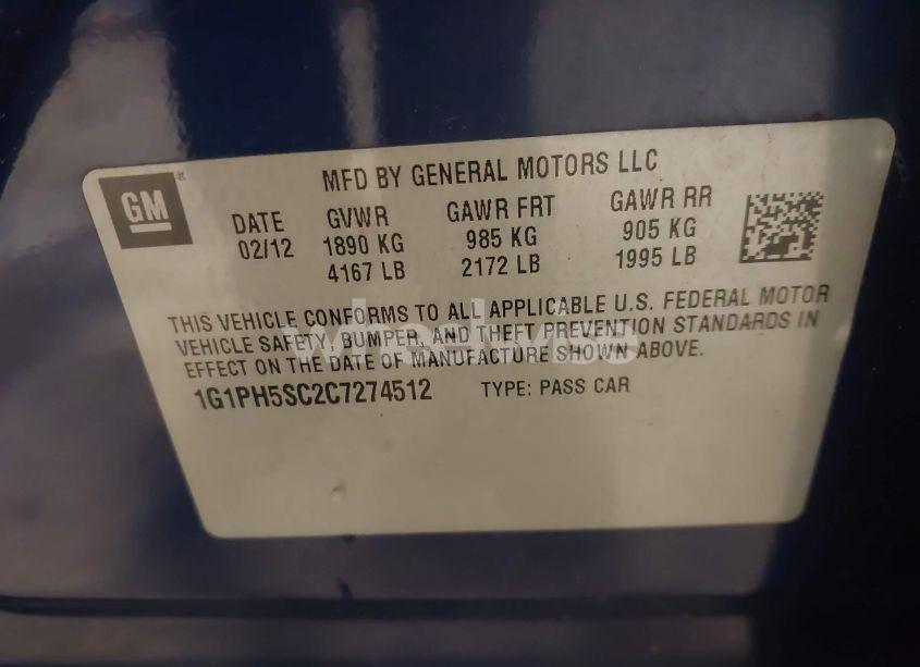 Photo 9 of 2012 Chevrolet Cruze LTZ (VIN 1G1PH5SC2C7274512)