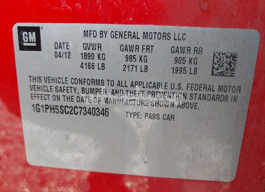 Photo 9 of 2012 Chevrolet Cruze LTZ (VIN 1G1PH5SC2C7340346)