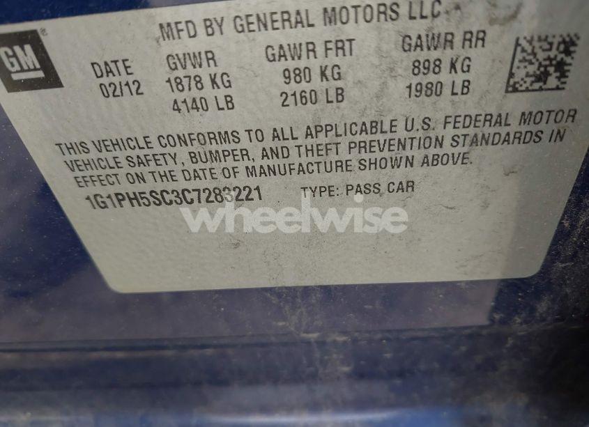 Photo 9 of 2012 Chevrolet Cruze LTZ (VIN 1G1PH5SC3C7283221)