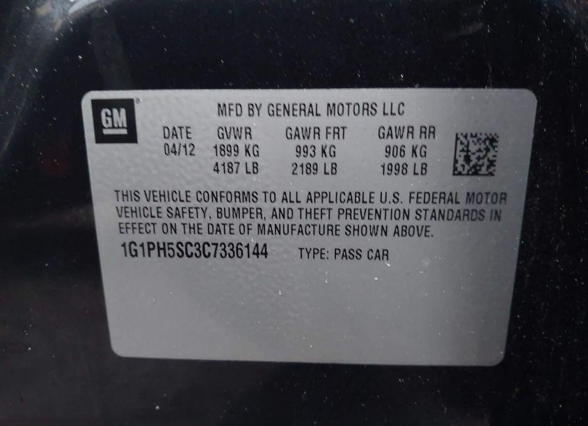 Photo 9 of 2012 Chevrolet Cruze LTZ (VIN 1G1PH5SC3C7336144)