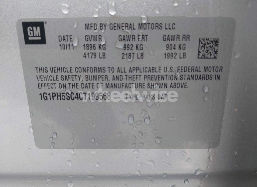 Photo 9 of 2012 Chevrolet Cruze LTZ (VIN 1G1PH5SC4C7199568)