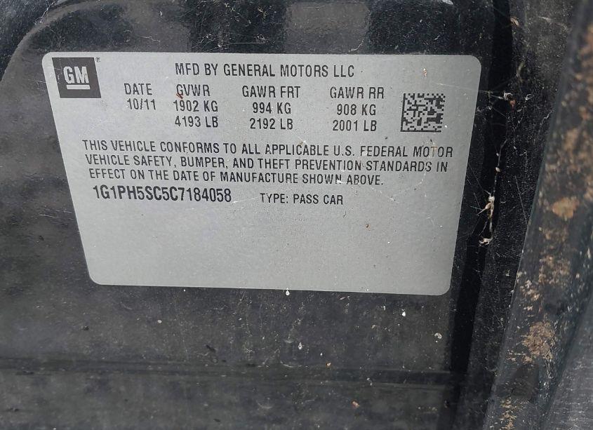 Photo 9 of 2012 Chevrolet Cruze LTZ (VIN 1G1PH5SC5C7184058)