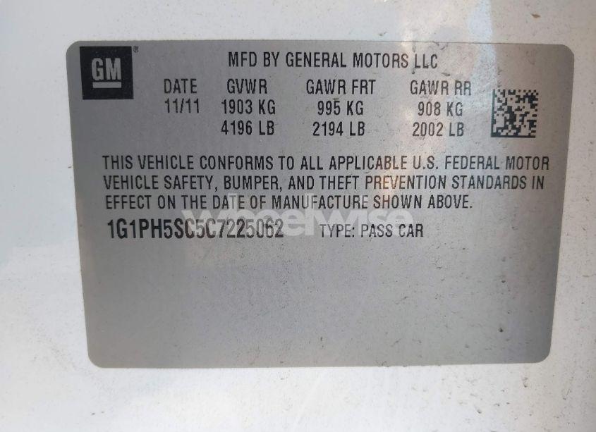 Photo 9 of 2012 Chevrolet Cruze LTZ (VIN 1G1PH5SC5C7225062)