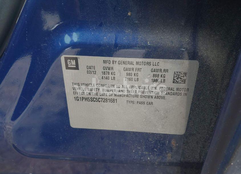 Photo 9 of 2012 Chevrolet Cruze LTZ (VIN 1G1PH5SC5C7281681)