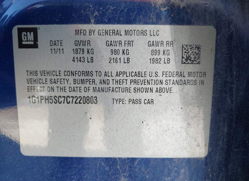 Photo 9 of 2012 Chevrolet Cruze LTZ (VIN 1G1PH5SC7C7220803)