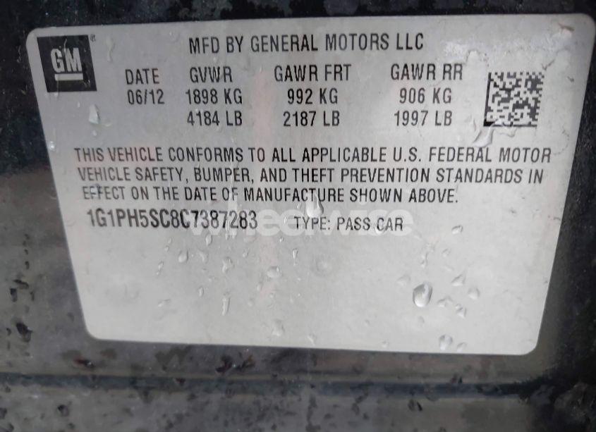 Photo 9 of 2012 Chevrolet Cruze LTZ (VIN 1G1PH5SC8C7387283)
